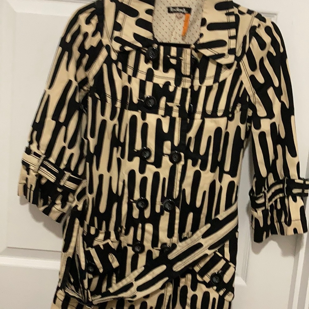 Cotton Canvas Zebra Abstract print trench coat